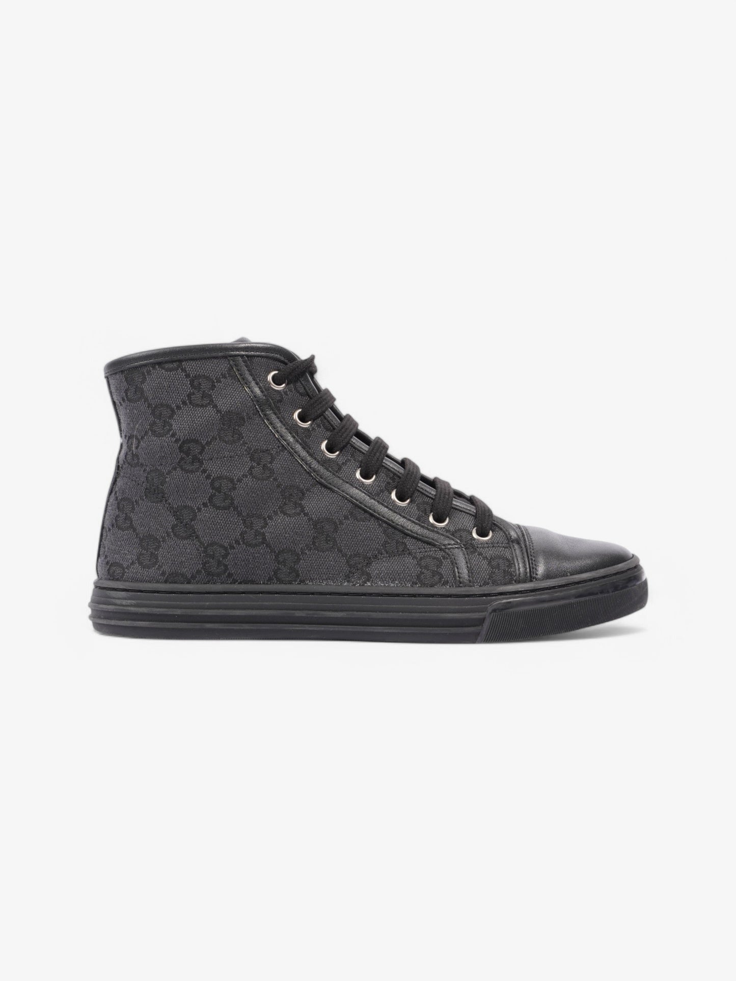 Gucci GG High-Top Sneakers Black / Grey Canvas EU 37 UK 4