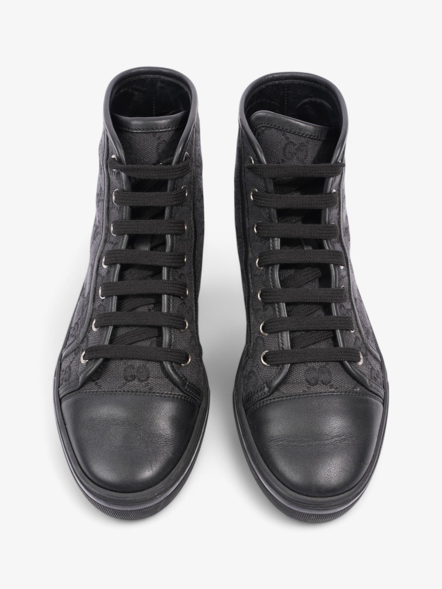 Gucci GG High-Top Sneakers Black / Grey Canvas EU 37 UK 4