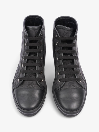Gucci GG High-Top Sneakers Black / Grey Canvas EU 37 UK 4
