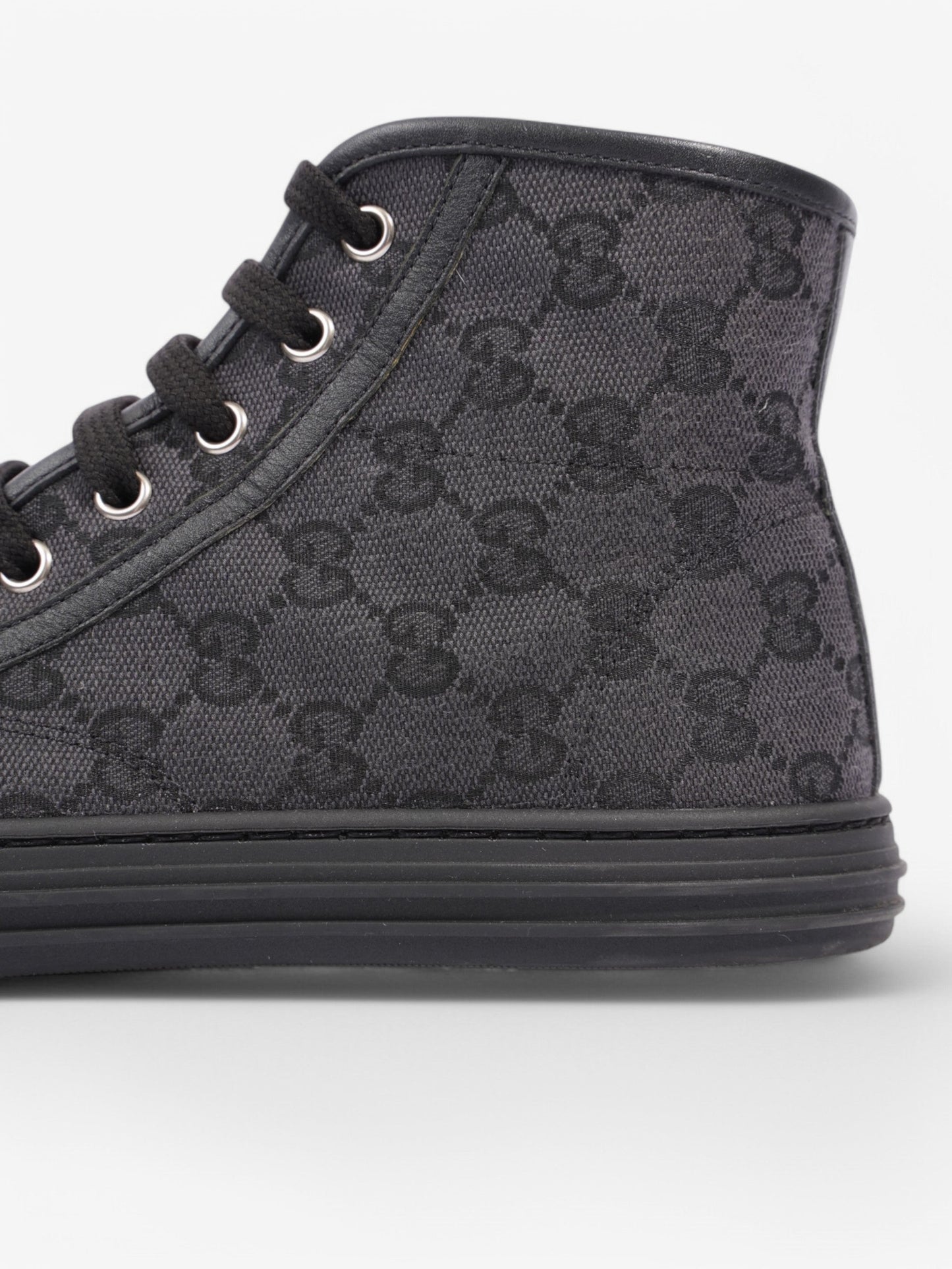 Gucci GG High-Top Sneakers Black / Grey Canvas EU 37 UK 4