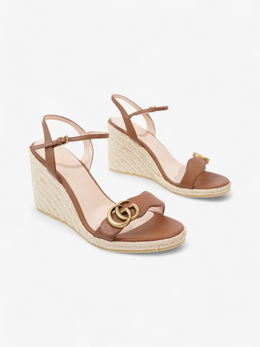 Gucci GG Wedges 90 Brown Leather EU 39 UK 6