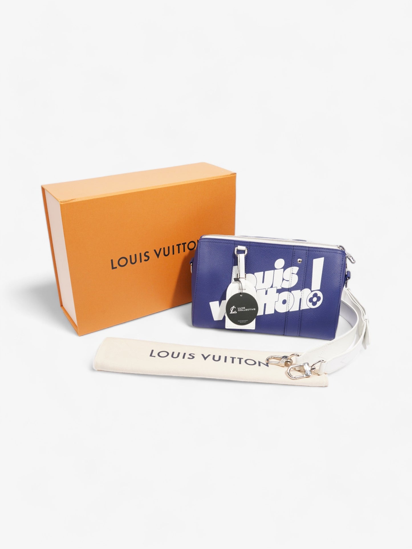 Louis Vuitton City Keepall Blue / White Leather