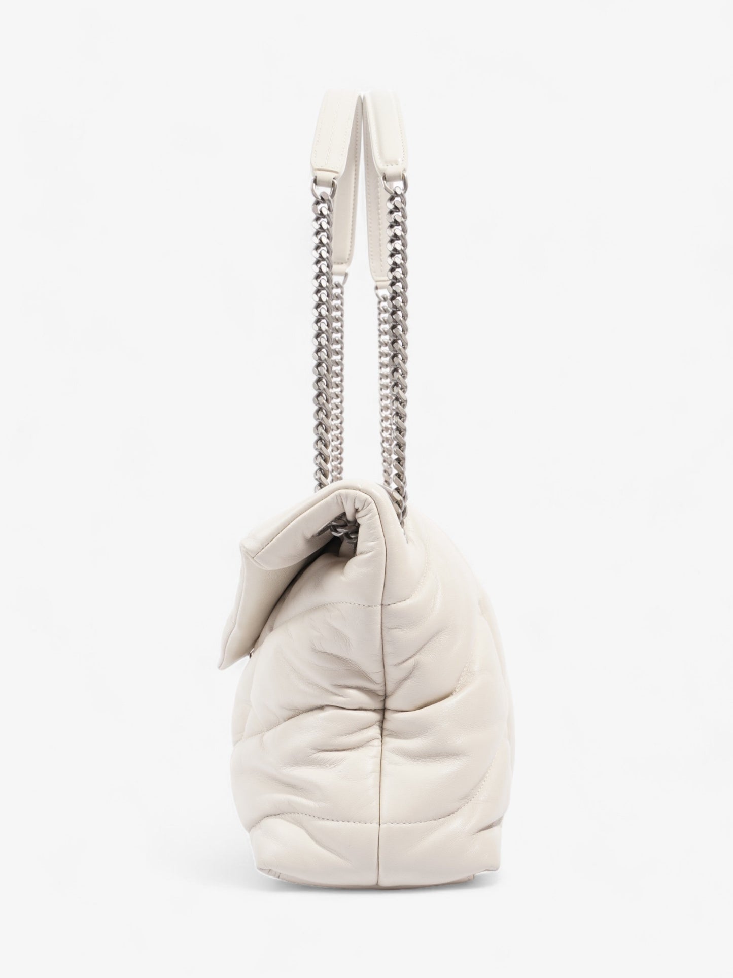 Saint Laurent Lou Lou Puffer White Nappa Leather Medium