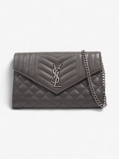 Saint Laurent Envelope Wallet On Chain Grey Leather