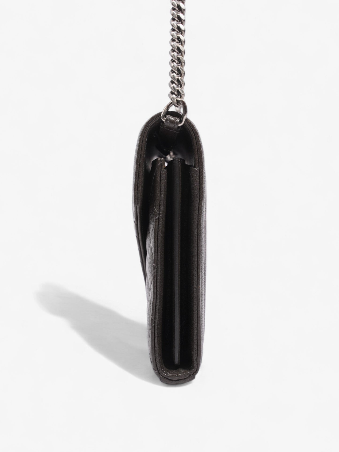 Saint Laurent Envelope Wallet On Chain Grey Leather