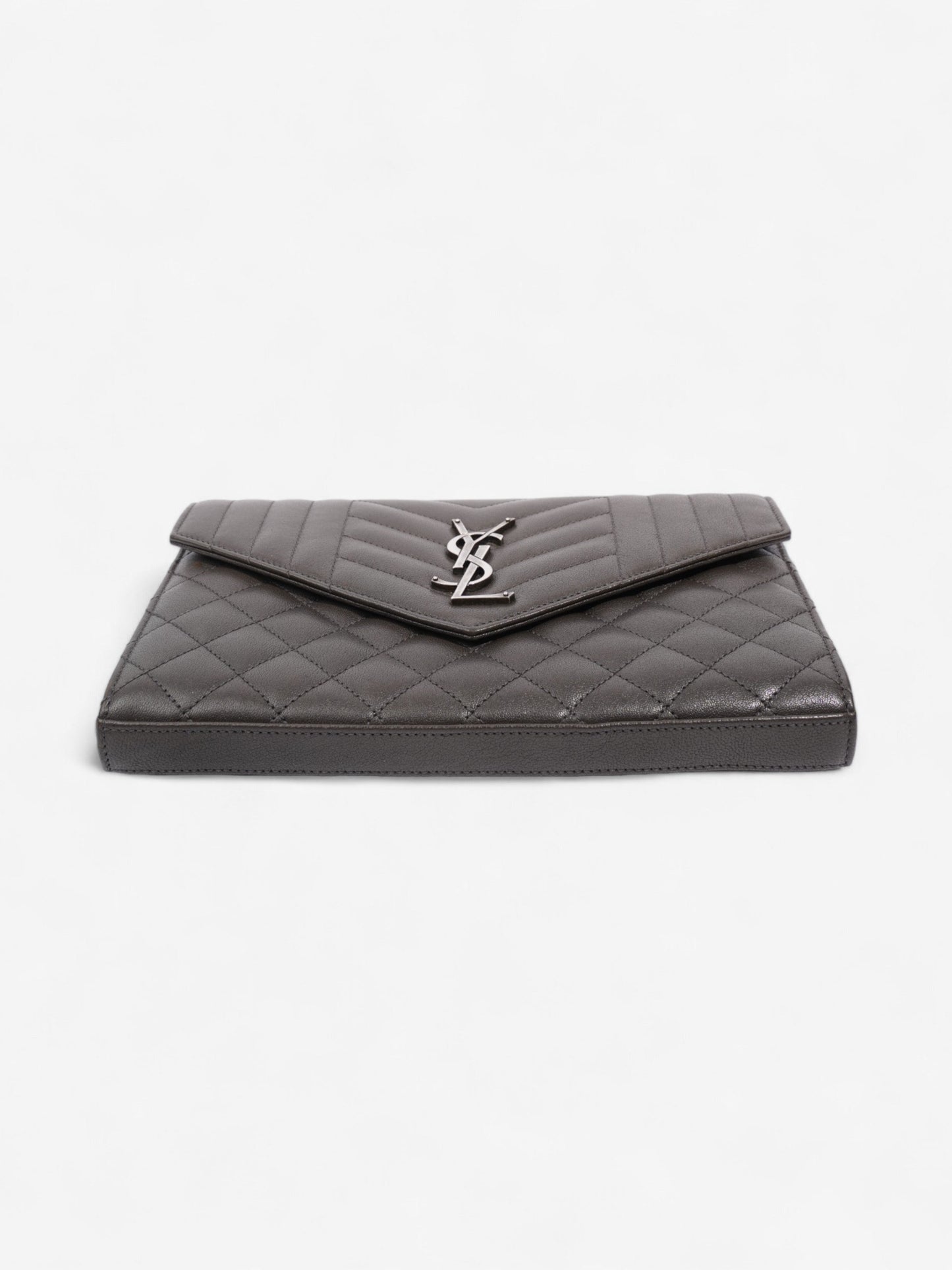 Saint Laurent Envelope Wallet On Chain Grey Leather