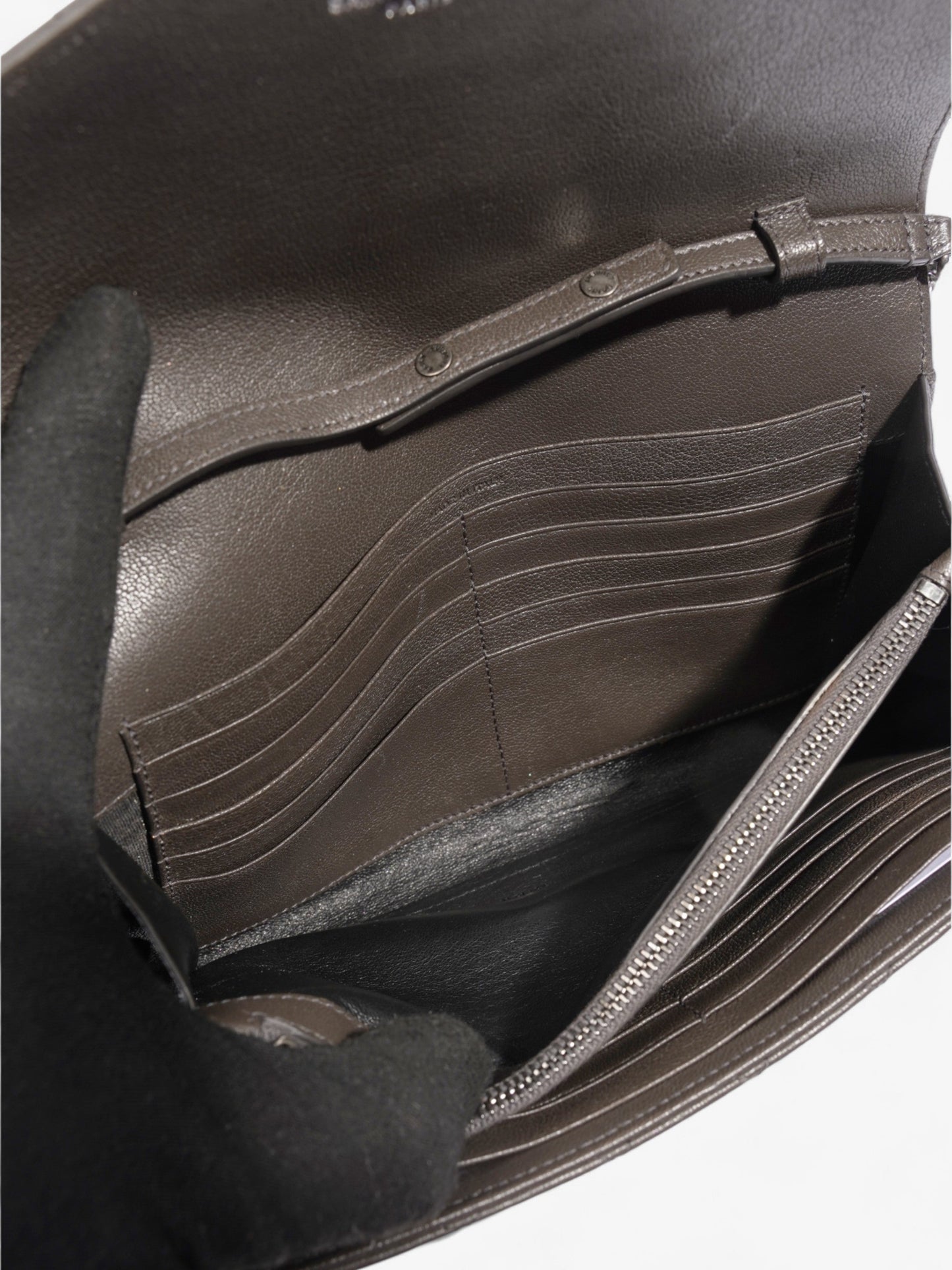 Saint Laurent Envelope Wallet On Chain Grey Leather