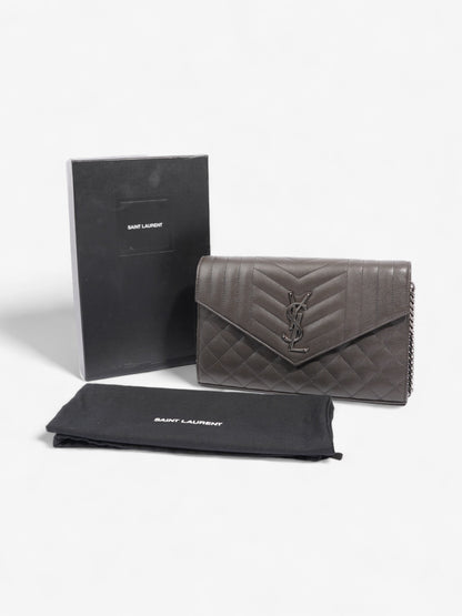 Saint Laurent Envelope Wallet On Chain Grey Leather