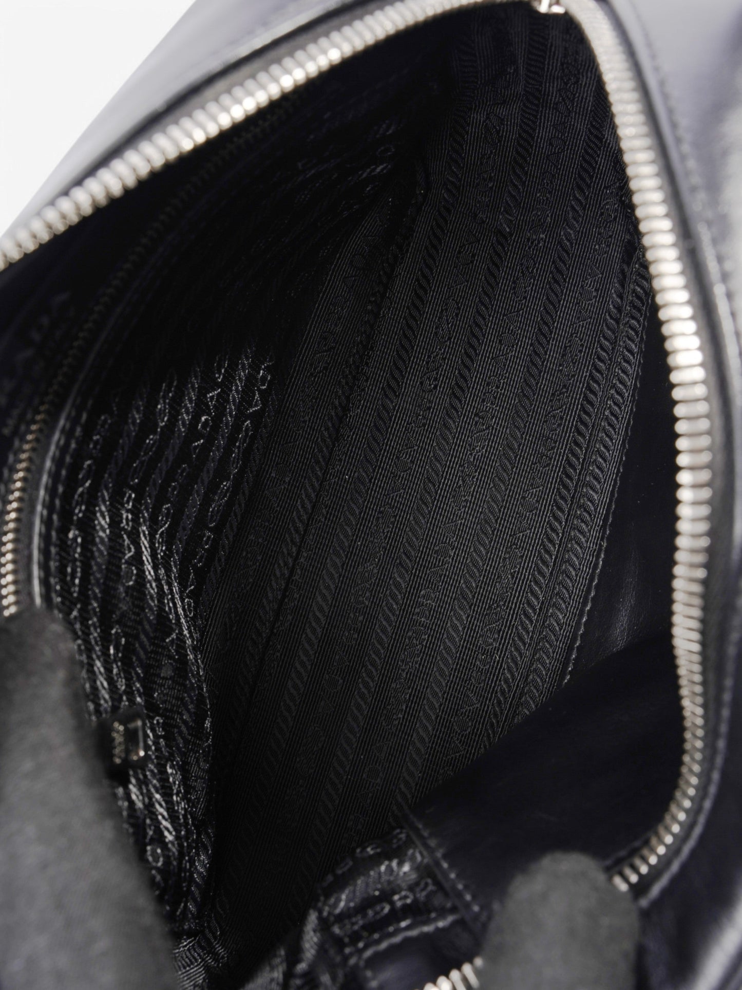 Prada Banana Triangle Camera Bag Black / White / Pink Leather
