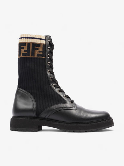 Fendi Rockoko Boots Black / Beige Leather EU 37.5 UK 4.5