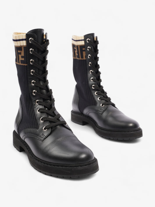 Fendi Rockoko Boots Black / Beige Leather EU 37.5 UK 4.5