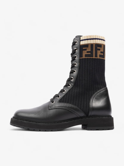 Fendi Rockoko Boots Black / Beige Leather EU 37.5 UK 4.5