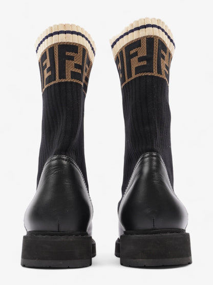 Fendi Rockoko Boots Black / Beige Leather EU 37.5 UK 4.5