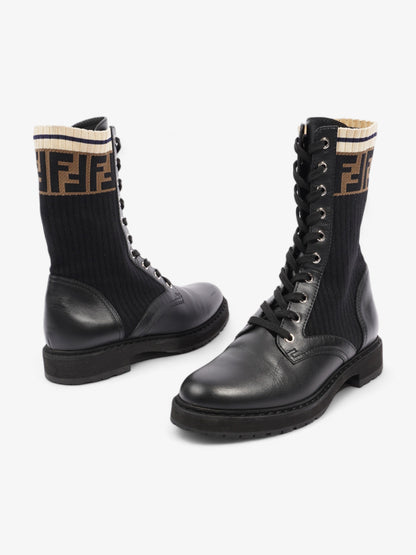 Fendi Rockoko Boots Black / Beige Leather EU 37.5 UK 4.5