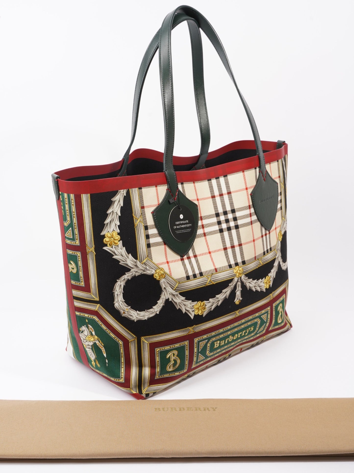 Burberry The Giant Reversible Tote Cream / Gold / Green Cotton