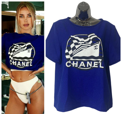 Chanel 19C La Pausa Runway Blue Blouse Top Shirt FR 42