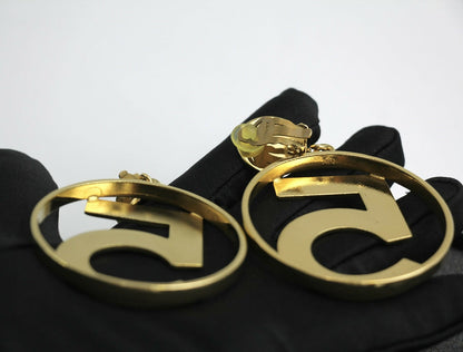 Chanel Vintage 1987 Gold-plated No. 5 Dangle Clip-on Earrings