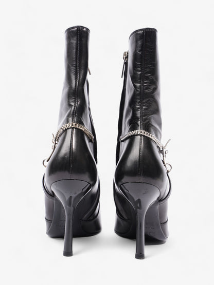 Christian Dior D Star Pointed Heeled Boots 75mm Black / Silver Leather EU 39 UK 6