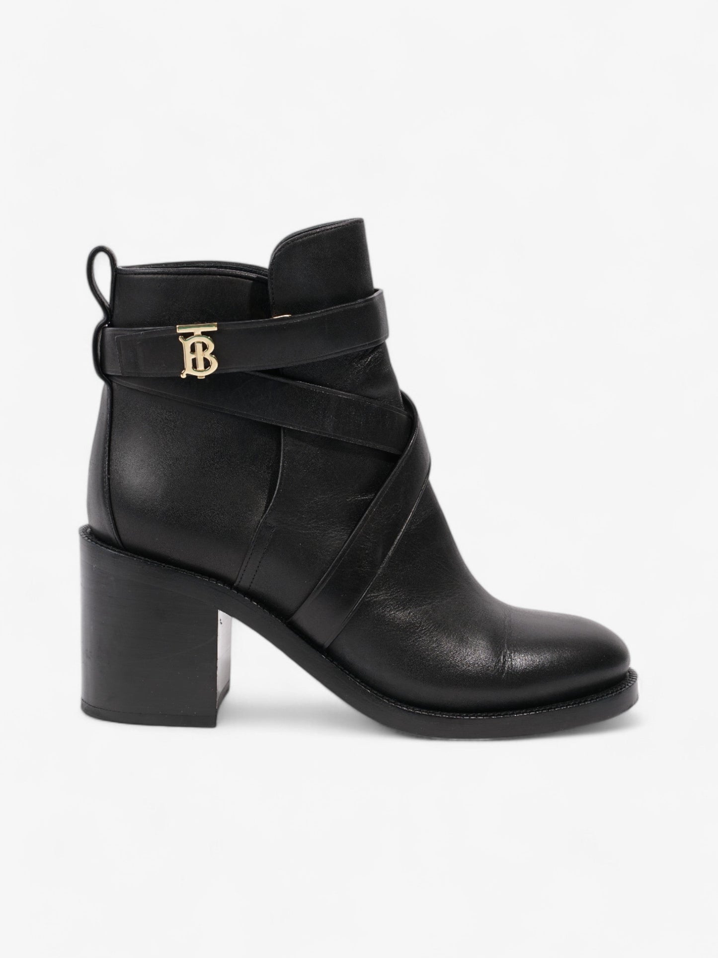 Burberry Platform Ankle Boots Black / Gold Leather EU 38.5 UK 5.5