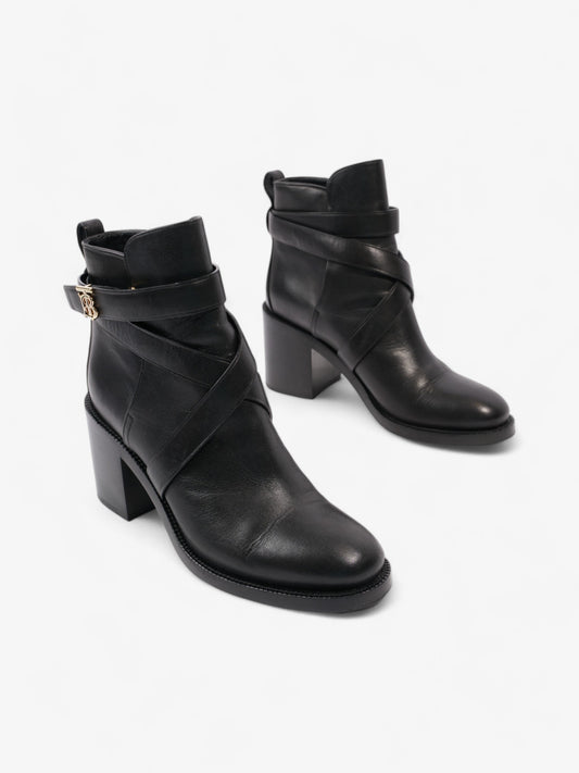 Burberry Platform Ankle Boots Black / Gold Leather EU 38.5 UK 5.5