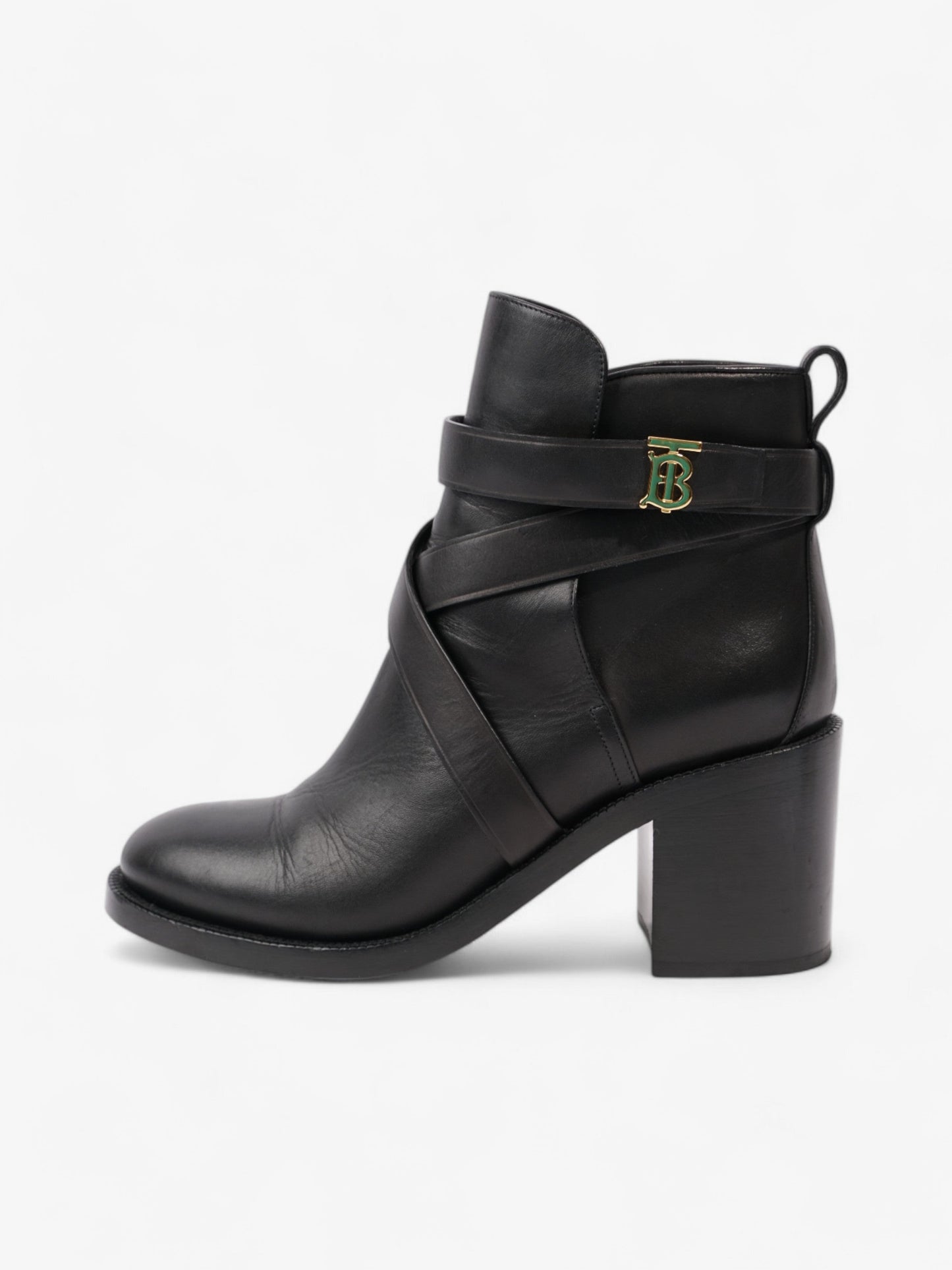 Burberry Platform Ankle Boots Black / Gold Leather EU 38.5 UK 5.5