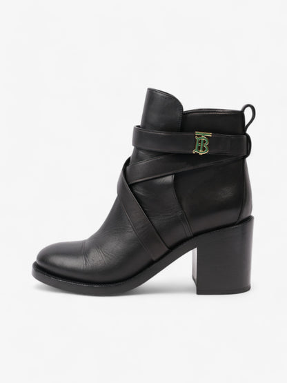 Burberry Platform Ankle Boots Black / Gold Leather EU 38.5 UK 5.5