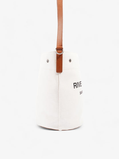 Saint Laurent Rive Gauche Tote White / Brown / Black Cotton