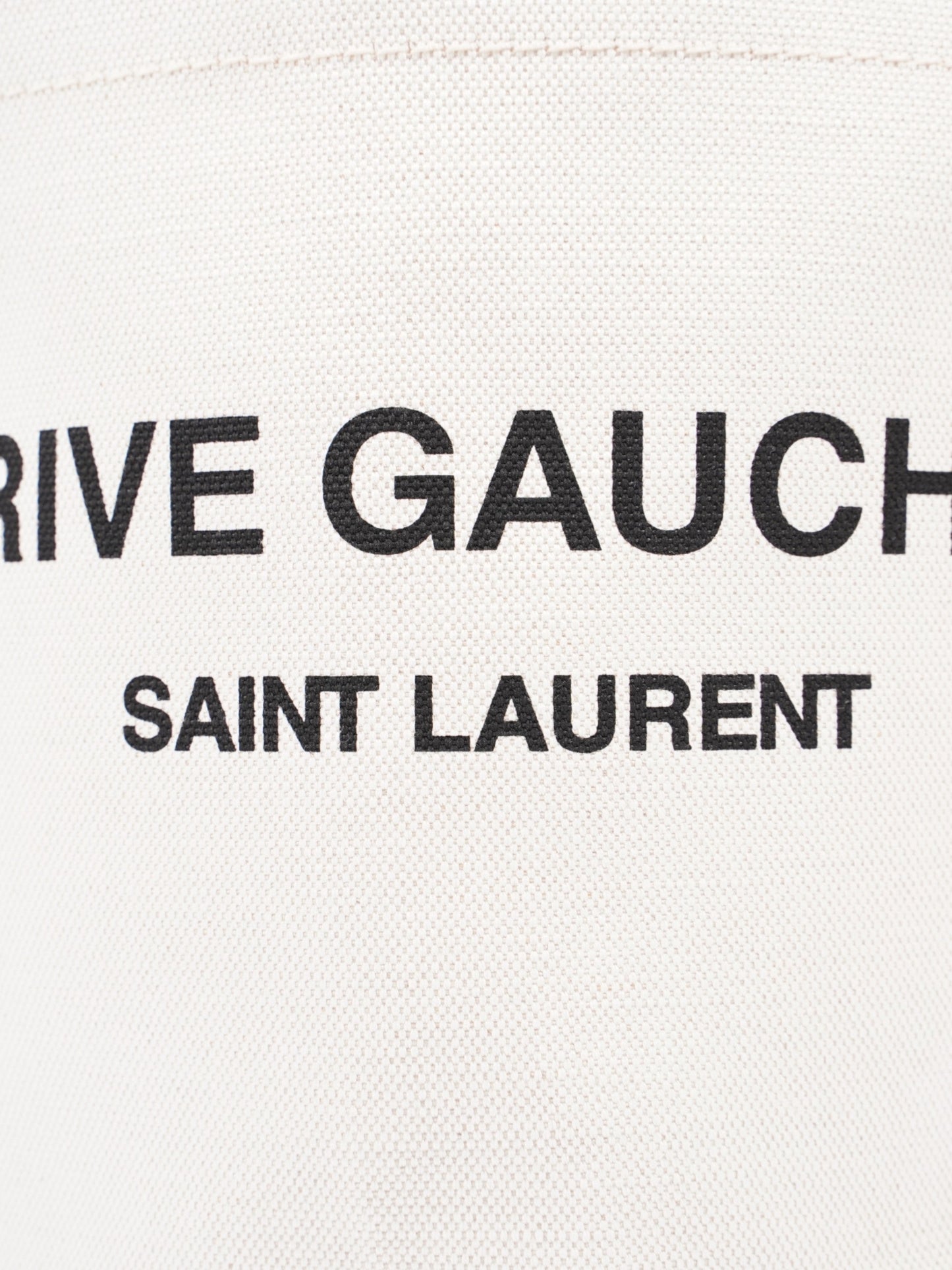 Saint Laurent Rive Gauche Tote White / Brown / Black Cotton