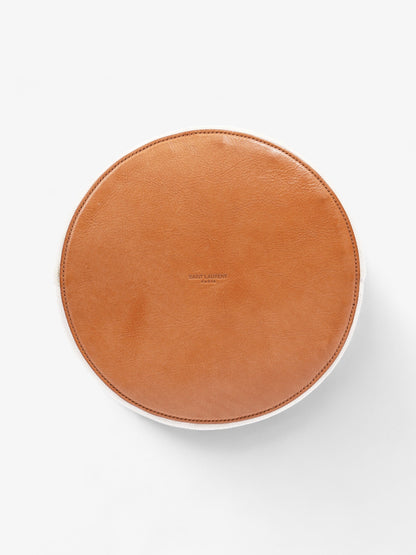 Saint Laurent Rive Gauche Tote White / Brown / Black Cotton