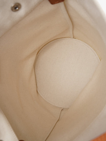 Saint Laurent Rive Gauche Tote White / Brown / Black Cotton