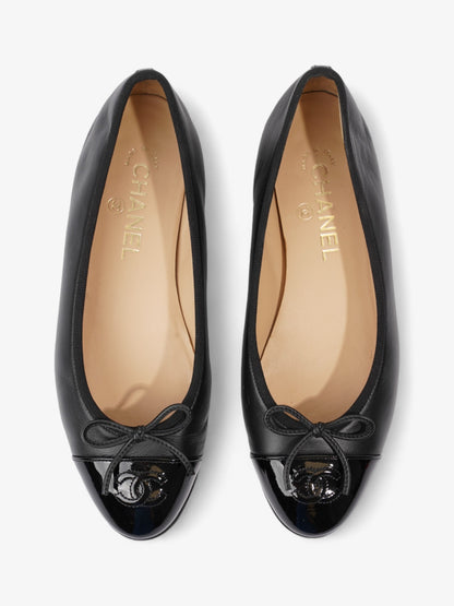 Chanel Ballet Flats Black Leather EU 38.5 UK 5.5