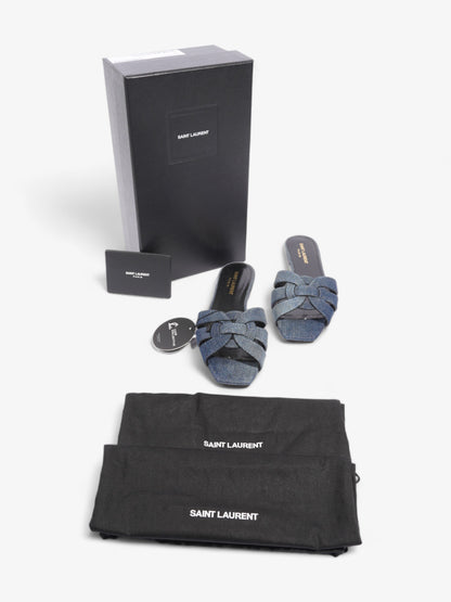 Saint Laurent Nu Pieds Denim Sandals  Blue  Denim EU 37.5 UK 4.5