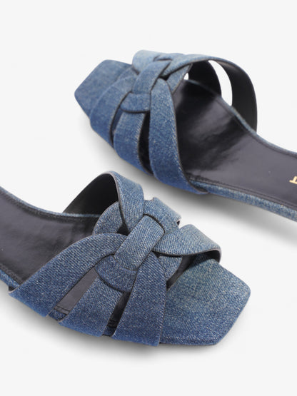 Saint Laurent Nu Pieds Denim Sandals  Blue  Denim EU 37.5 UK 4.5
