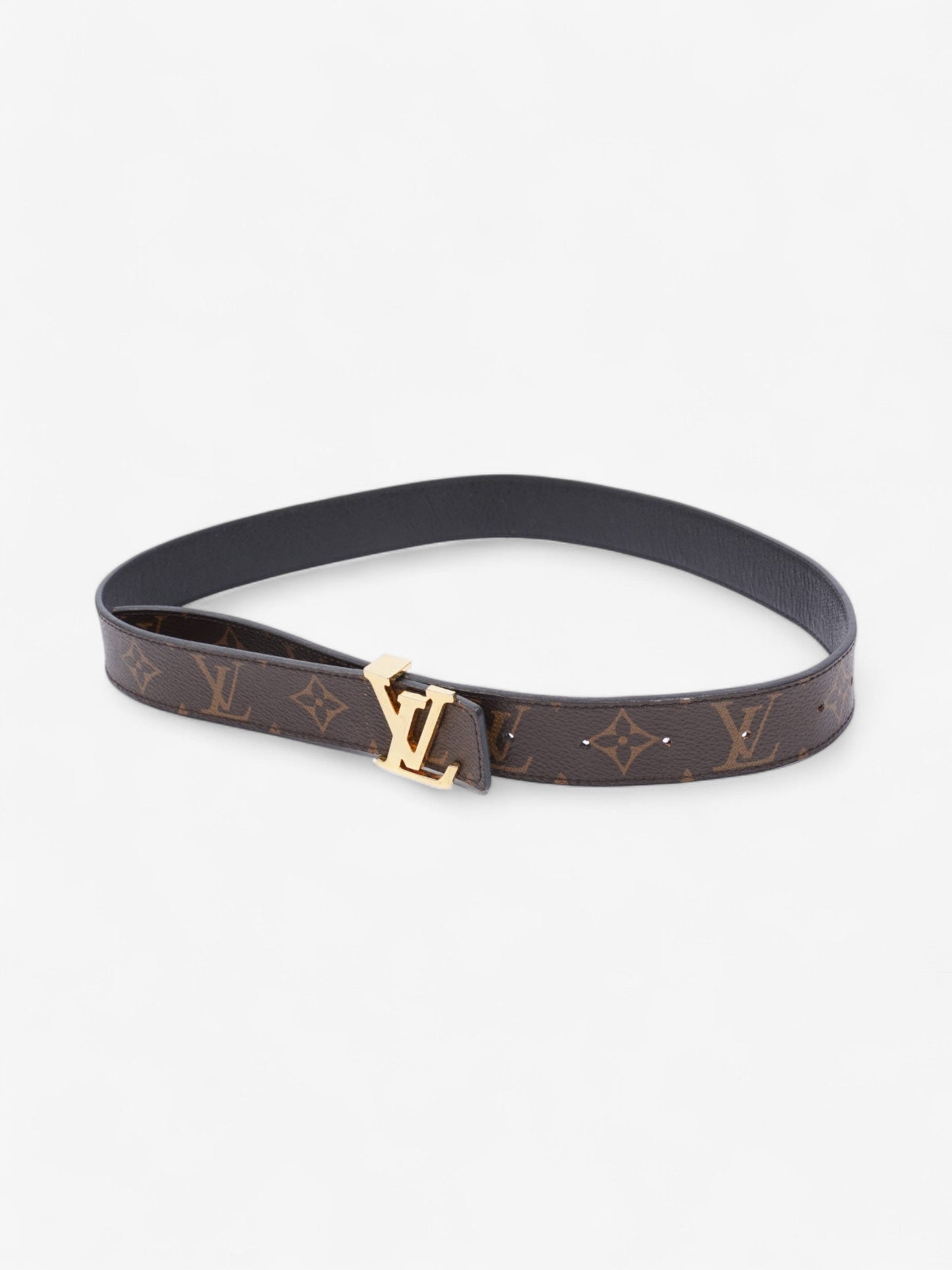 Louis Vuitton LV logo 30MM reversible belt Monogram / Black / Gold Canvas 75cm / 30"