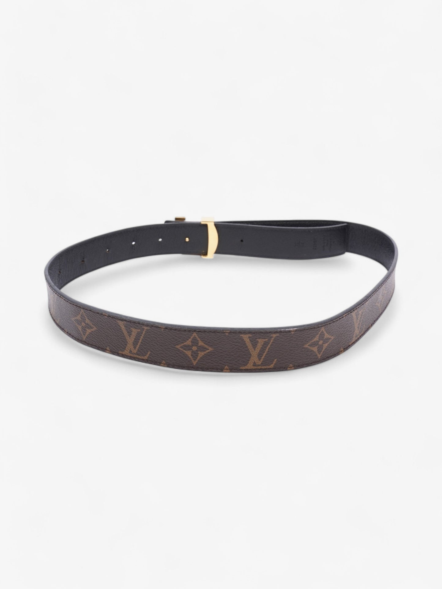 Louis Vuitton LV logo 30MM reversible belt Monogram / Black / Gold Canvas 75cm / 30"