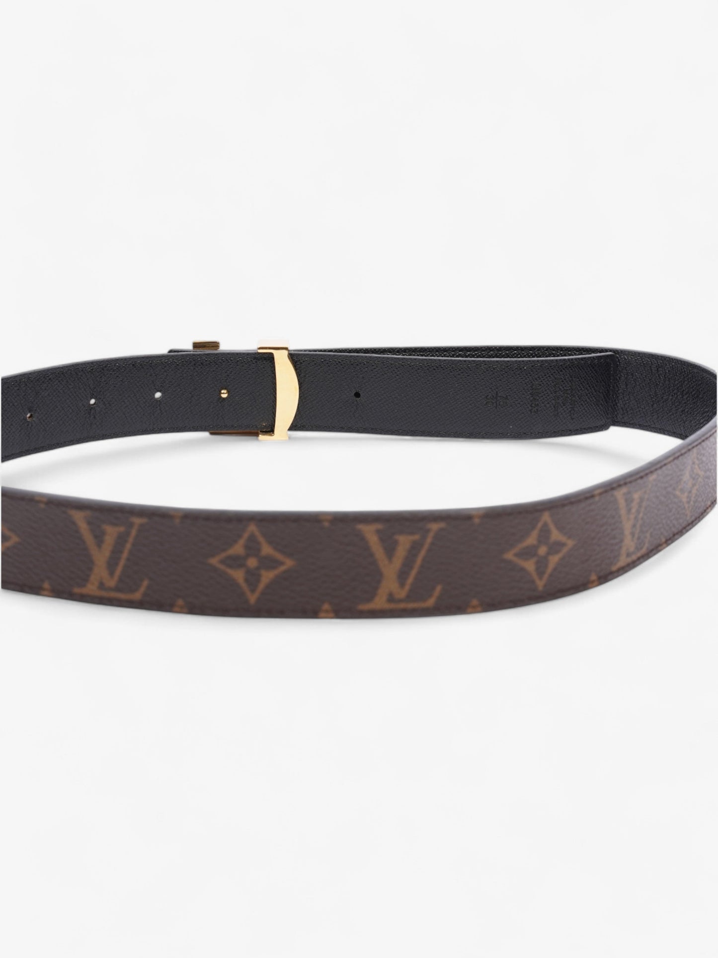 Louis Vuitton LV logo 30MM reversible belt Monogram / Black / Gold Canvas 75cm / 30"