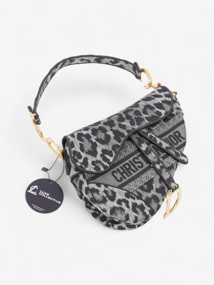 Christian Dior Saddle Bag Black / Grey Cotton