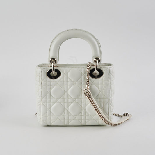 Christian Dior Lady Dior Mini Lambskin White