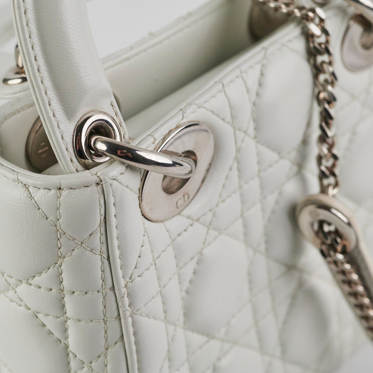 Christian Dior Lady Dior Mini Lambskin White