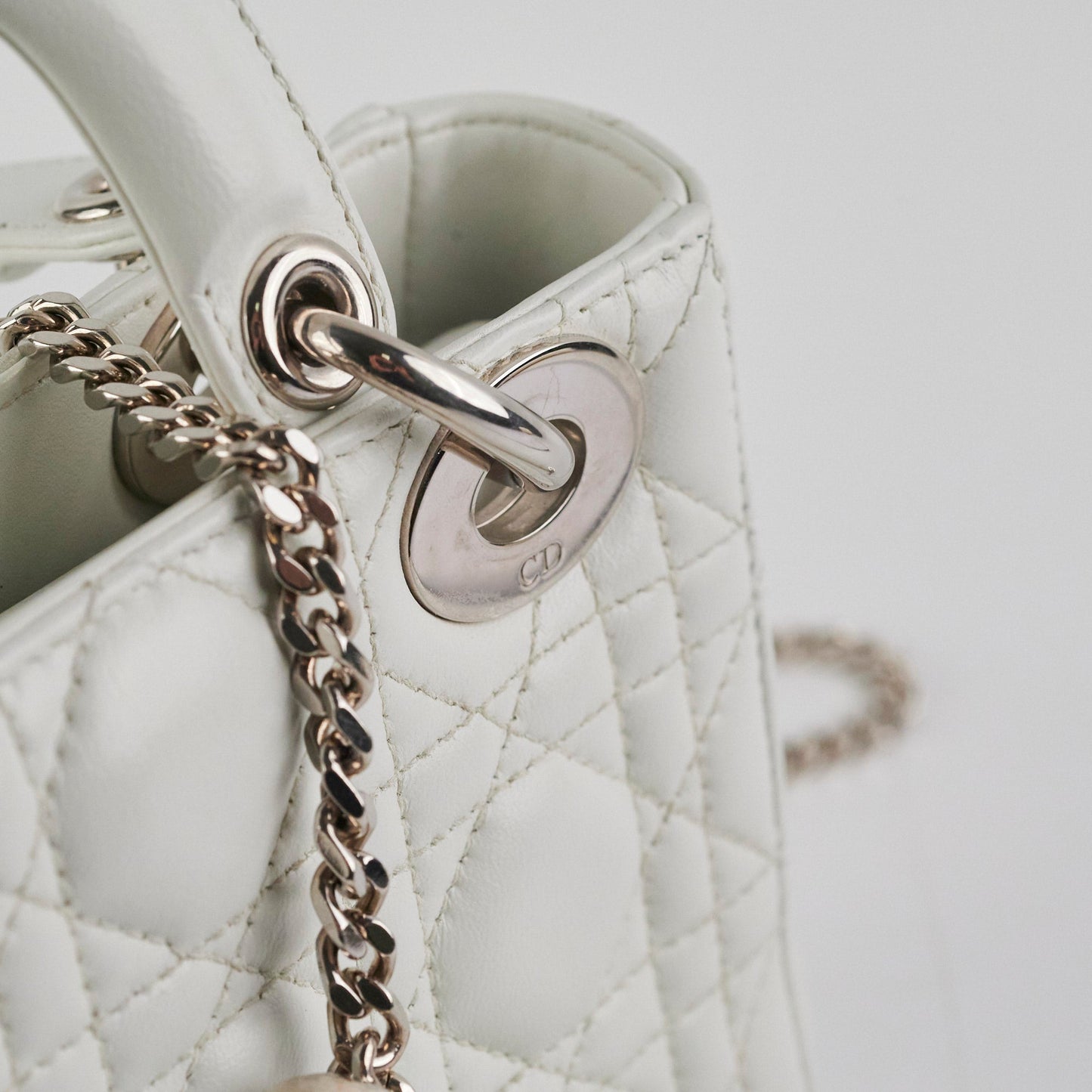 Christian Dior Lady Dior Mini Lambskin White
