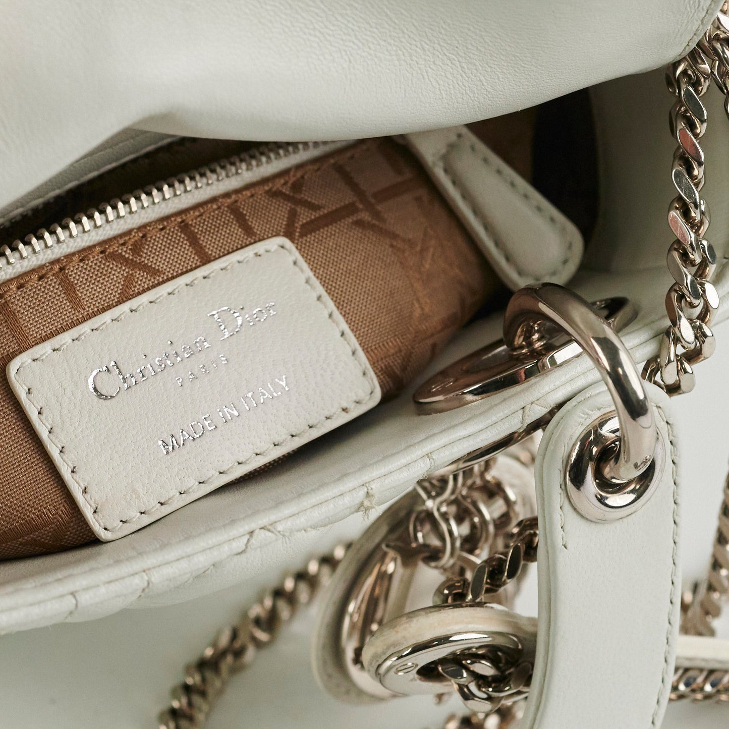 Christian Dior Lady Dior Mini Lambskin White