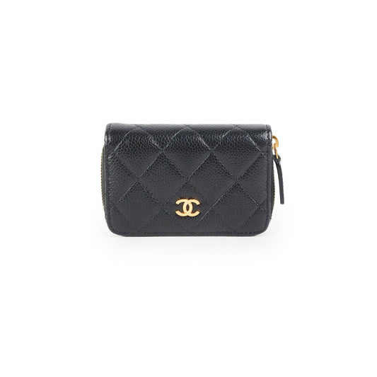 Chanel Zipper Card Holder Caviar Black