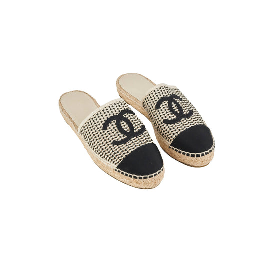 Chanel CC Espadrille Flap Shoes Size 37