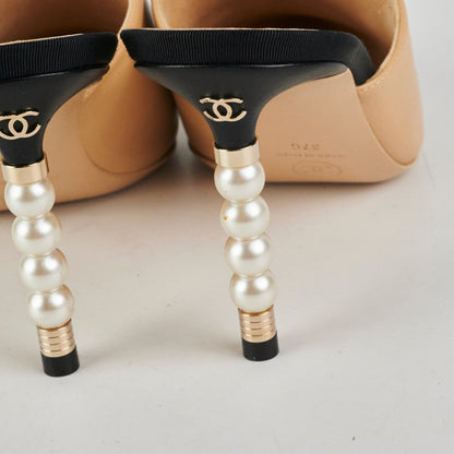 Chanel Beige Pearls High Heels Size 37