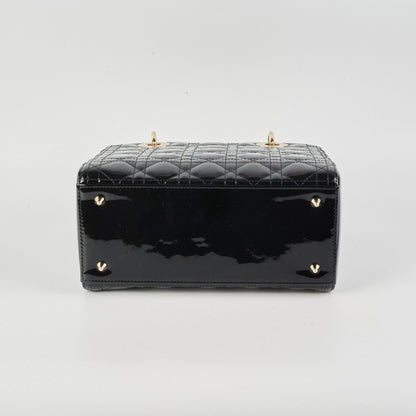 Dior Medium Lady Dior Patent Black