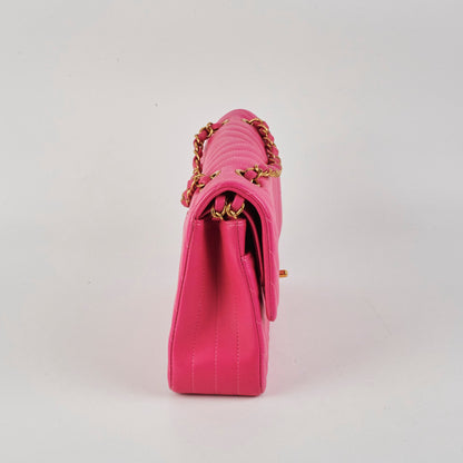 Chanel Medium Classic Flap Chevron Lambskin Pink