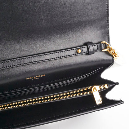 Saint Laurent Kate Crocodile Embossed Wallet On Chain