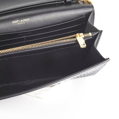 Saint Laurent Kate Crocodile Embossed Wallet On Chain