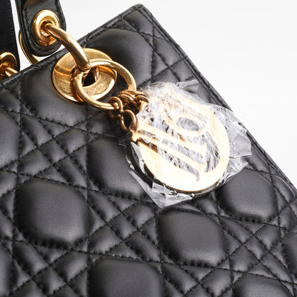 Christian Dior Medium Lady Dior Lambskin Black