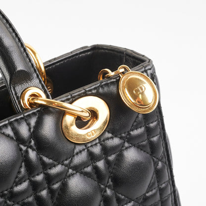 Christian Dior Medium Lady Dior Lambskin Black